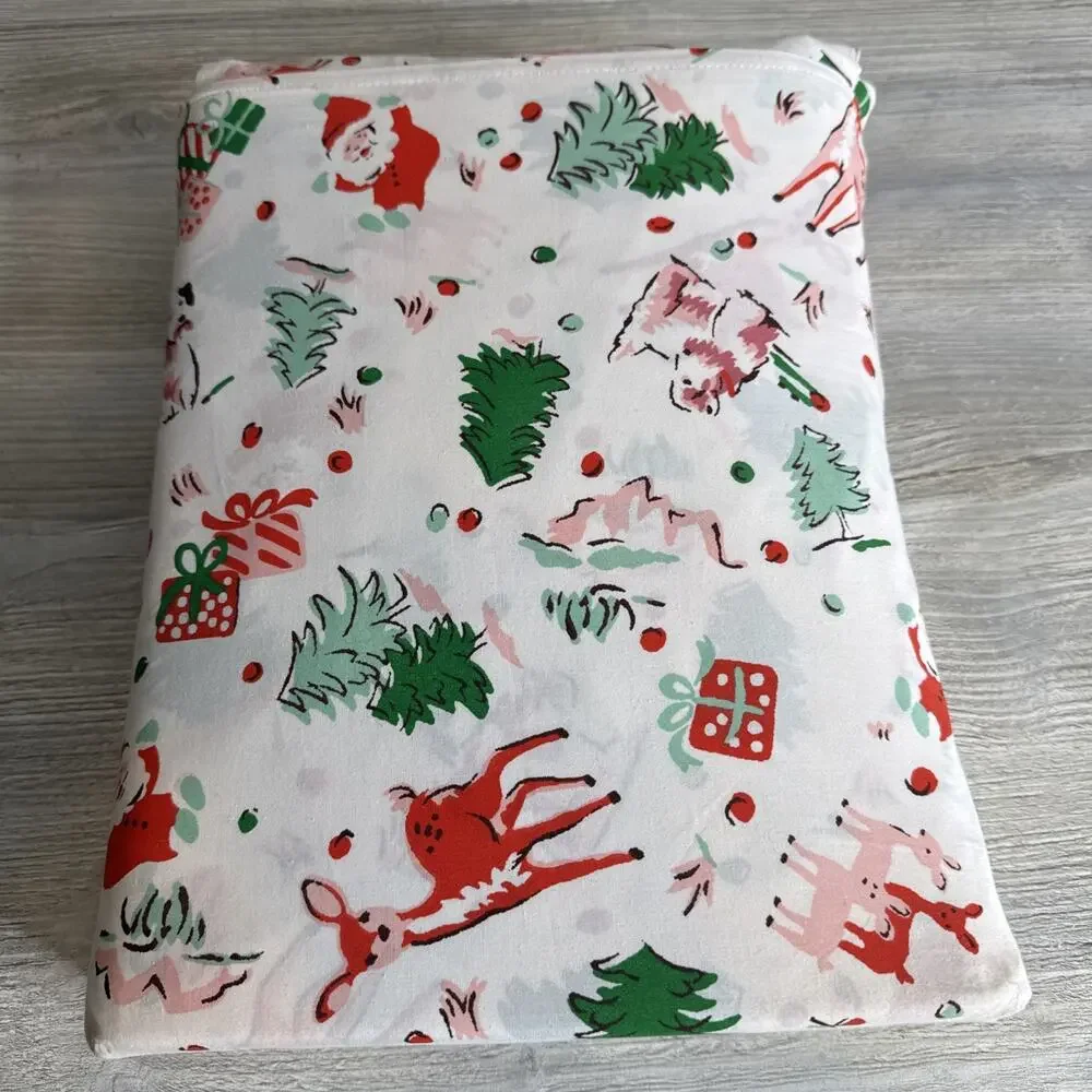Cath Kidston London Ditsy Deer Pink Multi Queen 4 Pc Sheet Set 100% Cotton NEW